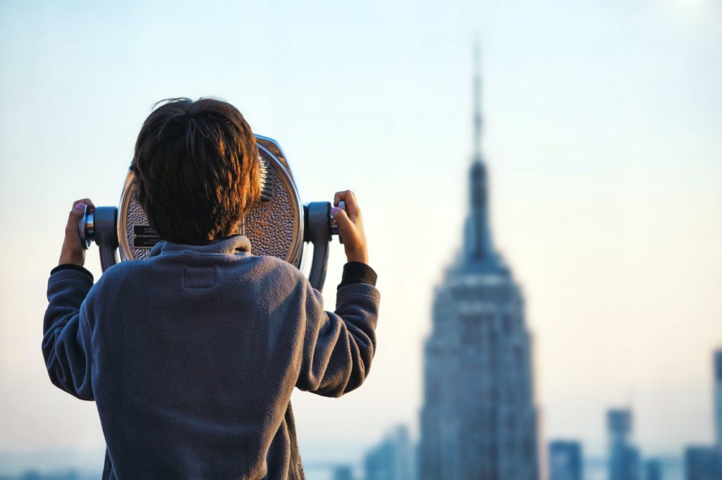 boy looking at Empire State Building